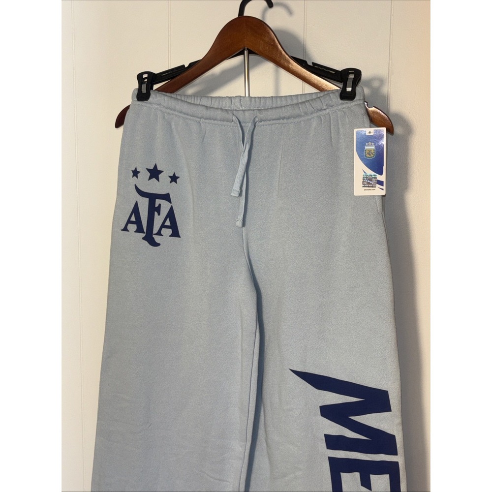 Argentina AFA Lionel Messi New Sz Medium Woman's Light Blue Wide Leg Sweatpants